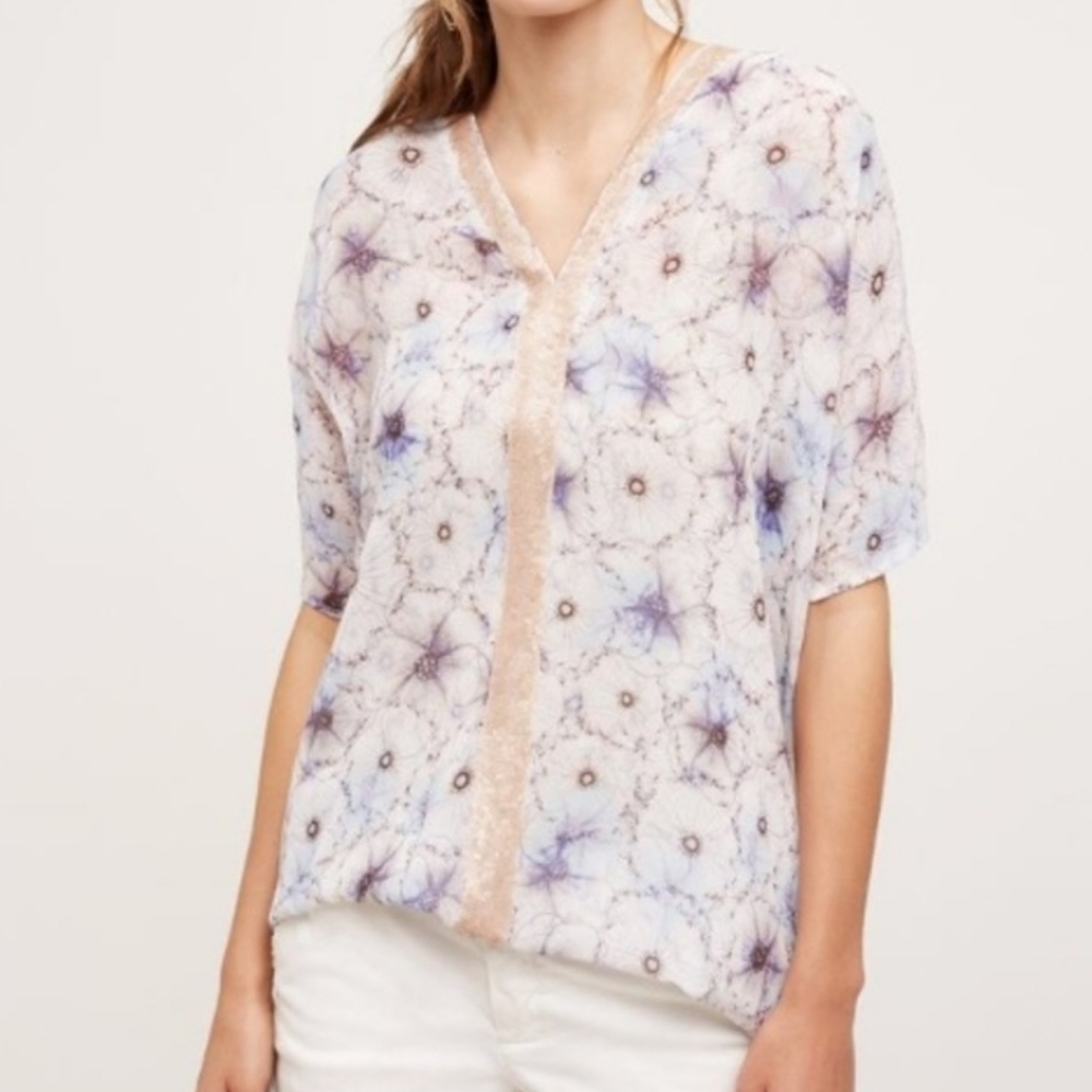 Anthropologie Lyla Sequin Tunic Blouse By One September